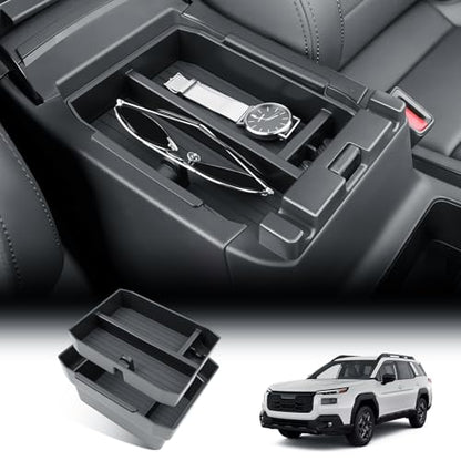 BIBIBO 2Packs for 2026 Subaru Outback Center Console Organizer 2026 Subaru Outback(Premium,Limited,Touring,Wilderness,Limited XT,Touring XT) Console Tray 2026 Outback Console Insert Tray-Double Layers - color: Black-Double Layer Organizer