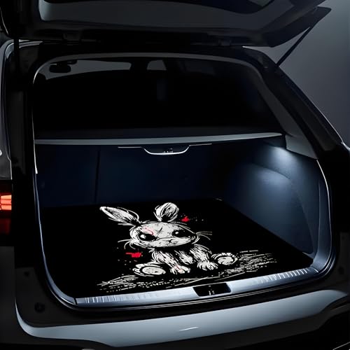 Universal Car Trunk Mat 29" x 39", Easter Rabbit Print All Weather Trunk Protection Cargo Liner, Durable Cargo Mat Rear Trunk Liner, Stylish Vehicle Interior Accessories Suitable for Most Car Models - color: Easter Rabbit