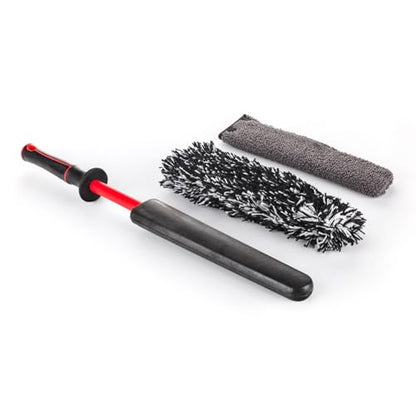 Detail Factory - Wheel Brush Kit with Interchangeable Microfiber Covers - Ultra-Soft Cleaning, Washing and Detailing Wheels, Tires, and Rims - Red - color: Red