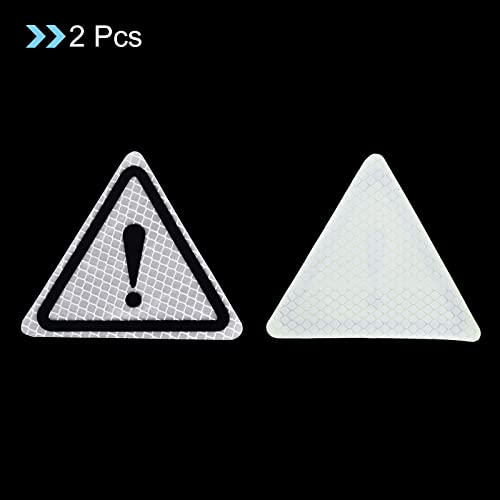 PATIKIL Reflective Stickers, 2 Pack 3.94 x 3.94 Inch Waterproof Adhesive High Visibility Night Caution Warning Triangle Safety Tape Reflector for Trucks Trailers Cars, Silver - color: Silver