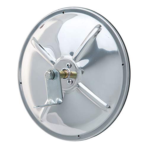 RETRAC 610673 8-Inch Stainless Steel Center-Mount Convex Mirror Head with J-Bracket, Universal Driver or Passenger Side