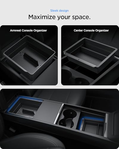 Spigen Center Console and Armrest Organizer for Tesla Model Y Juniper (Only Premium & Performance 2025/2026) and Model 3 Highland (Standard, Premium & Performance 2024/25/26) - size: Center Console + Armrest Organizer Bundle