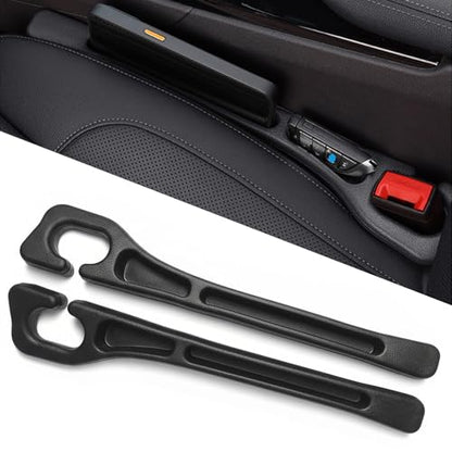 Car Seat Gap Filler Organizer of 2 - No Drop Seat Guard, Universal Car Seat Gap Filler, Durable Non-Slip Material, Easy 10-Second Install for Cars, Trucks & SUV (Black) - color: Black