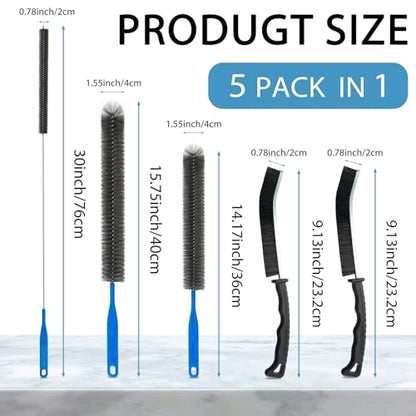 Dryer Vent Brush and Refrigerator Coil Cleaning Brush - Professional Appliance Cleaning Brush Set Dryer Vent Brush Kit with Long Handle for Lint Trap, Condenser, Radiator,grout brush for Deep Cleaning