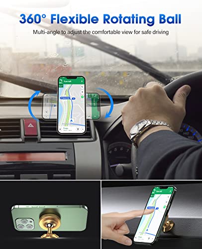 [2 Pack Magnetic Phone Mount,[Upgrade Magnet] Magnetic Phone Holder for Car, Dashboard Phone Holder Mount 360 Adjustable,Car Mount for iPhone Samsung etc All Smartphones (Gold) - color: Gold