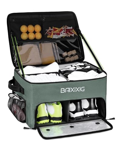 Golf Trunk Organizer, Waterproof Car Golf Locker with Separate Ventilated Compartment for 2 Pair Shoes, Golf Storage for Balls, Tees, Cap, Clothes, Gloves, Accessories, Gifts for Men, Women - color: Green
