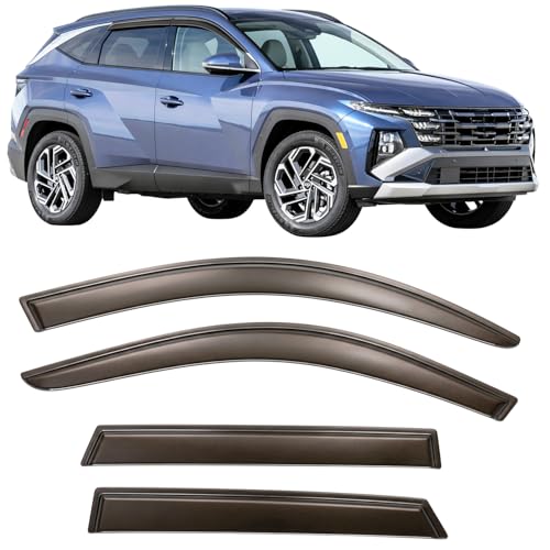2022-2026 Tape-on Rain Guards for Hyundai Tucson Side Window Deflector Visors SE SEL N-Line XRT Limited Hybrid Durable Tinted Vent Shade 2023 2024 2025 - size: For Hyundai Tucson 2022-2026