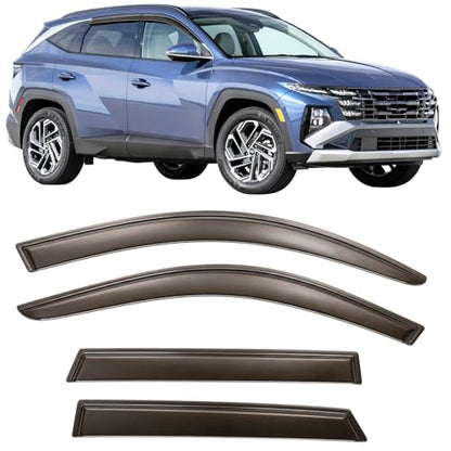 2022-2026 Tape-on Rain Guards for Hyundai Tucson Side Window Deflector Visors SE SEL N-Line XRT Limited Hybrid Durable Tinted Vent Shade 2023 2024 2025 - size: For Hyundai Tucson 2022-2026