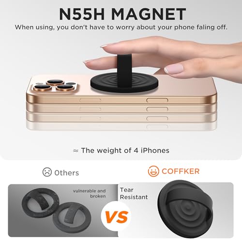 Magnetic Phone Grip Ring Holder, Liquid Silicone Magnet Cell Phone Grip Finger Loop, Compatible with Magsafe, Back of Phone for iPhone 17/16/15/14/13/12 Series, Black - color: Black