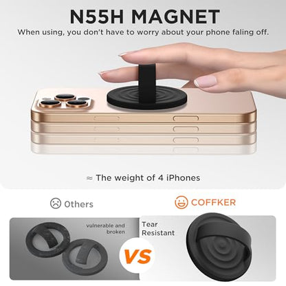 Magnetic Phone Grip Ring Holder, Liquid Silicone Magnet Cell Phone Grip Finger Loop, Compatible with Magsafe, Back of Phone for iPhone 17/16/15/14/13/12 Series, Black - color: Black