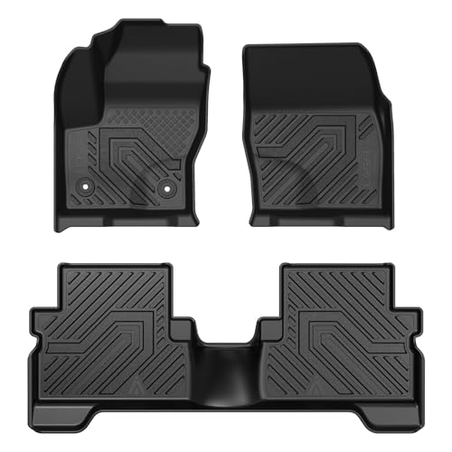 LASFIT Floor Mats for Ford Escape 2019-2013 (Only fit with Adjustable Cargo Floor in Lower Position),Custom Fit All Weather Protector TPE Easy Clean Floor Liners, 1st & 2nd Row, 3PCS Black - style: 5) Escape| 13-19 | 2Rows