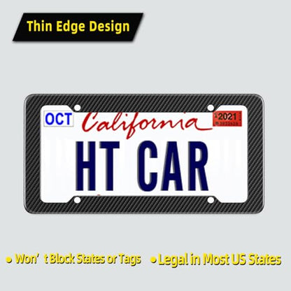 Carbon Fiber License Plate Frame, Glossy Waterproof Plastic Number Plate Frame Print Carbon Fiber Pattern for Man and Women (with Fasteners and Screws) 2 Pack - color: Carbon fiber