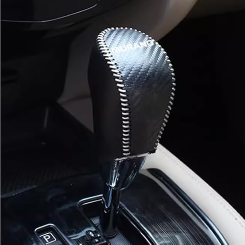 XITER With "Murano" LOGO For Genuine Leather Gear Shift Knob Cover Car Protect Accessories Case For Nissan Murano 2015-2024 (Carbon fiber) - color: Carbon fiber