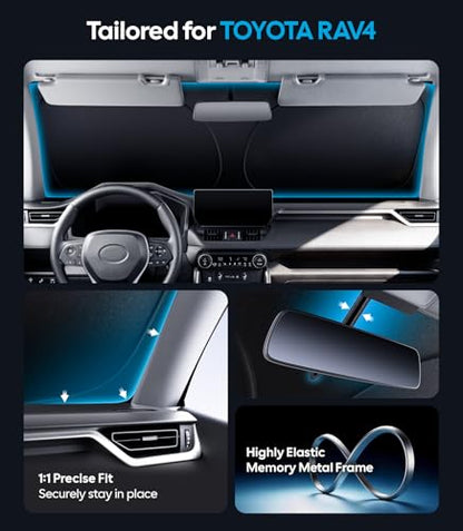 Wigoo for Toyota RAV4 2019-2026 Windshield Sunshade [100% Sun Block, 4th-Gen Cooling Tech] Foldable Heat Insulation Front Window Sunshade with Storage Bag, Compatible with Toyota RAV4 2019-2026 - size: for Toyota RAV4 (2019-2026)