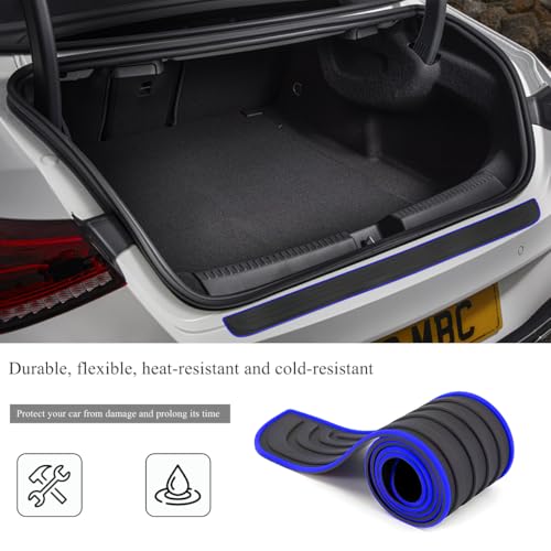 Car Rear Bumper Protector Guard, Anti-Scratch Auto Trunk Door Entry Protection Strip, Non-Slip Rubber Bumper Protective Cover Guard for Most Cars Trucks SUVs (Black & Blue, 41") - color: Black & Blue, 41"