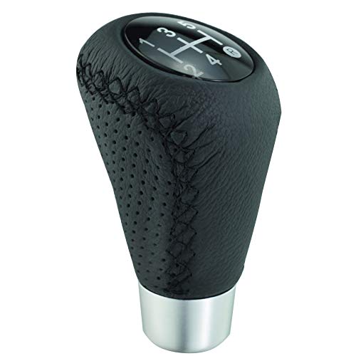 Abfer Shifter Knob 5 Speed Leather Car Gear Stick Shifting Knobs Shift Lever for Most Manual Transmission Vehicle Truck, Black - color: Black 1, style: Black stitches