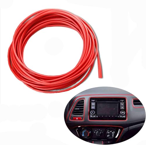 Car Interior Decorative Molding Door Panel Dashboard Gap Trim Strip 10ft (Red) - color: Red