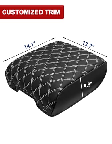 KBH Center Console Armrest Cover for 2021-2026 Ford F150, Middle Console Lid Protector, Arm Rest Box Cushion, Anti-Scratch, Black-Gray Stitch (Fits Bucket Seat Console Only) - size: Bucket Seat, 21-26 F150, Gray Stitch