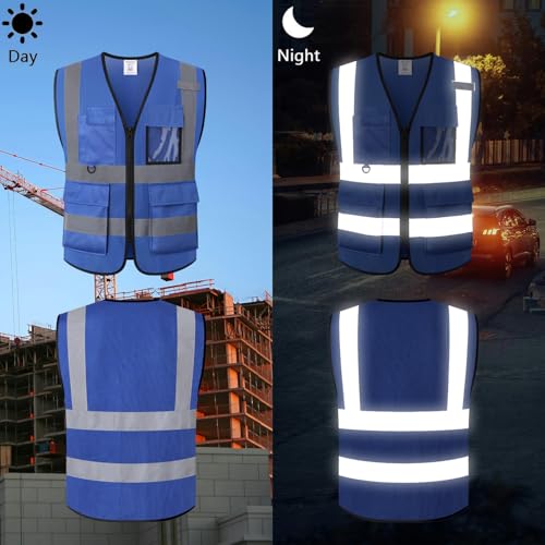 Safety Vest for Men Women Hi Vis Vest with Pockets Mesh High Visibility Vests Meets ANSI/ISEA Standards - color: 20-blue, size: XX-Large