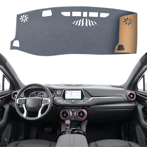 Dashboard Cover Dash Mat Fit for Chevy Blazer 2024-2019 Car Dash Board Mat Anti-Glare Carpet,Non-Slip Pad Sunshield Protector (Grey) - color: Gray, size: Fit 19-24 Blazer
