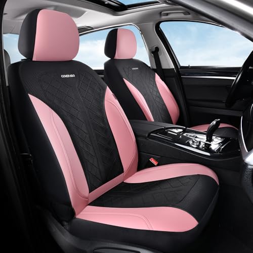 Coverado Car Seat Covers 2-Pack, Luxury Front Seat Covers, Automotive Car Seat Protectors, Pink Driver Seat Covers Universal Fit for SUVs, Trucks, Sedans - color: A-Pink&Black, size: FrontPair
