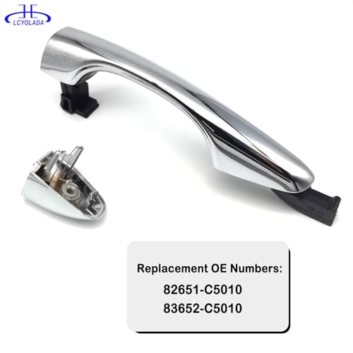 Rear Left Drive Side Chrome Exterior Door Handle w/Cover Compatible with 2016-2020 Kia Sorento,Replaces 82651-C5010 83652-C5010 - size: Rear Left