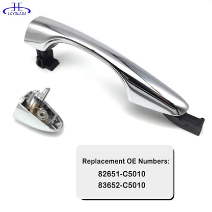 Rear Left Drive Side Chrome Exterior Door Handle w/Cover Compatible with 2016-2020 Kia Sorento,Replaces 82651-C5010 83652-C5010 - size: Rear Left