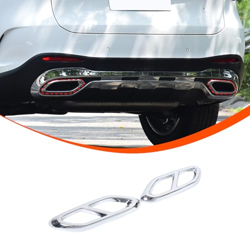 2PCS Car Exhaust Pipe Cover Compatible with Mercedes-Benz GLC Class 2023 Exhaust Tail Pipe Cover Trim Rear Bumper Exhaust Pipe Cover ABS Exterior Accessories (Silver) - style: Silver