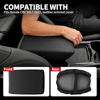 Center Console Cover Compatible with Honda CRV 2017-2022 Accessories, Premium Leather Armrest Cover Pad, Car Middle Console Lid Cover (Black) - size: 2017-2022 Honda CRV