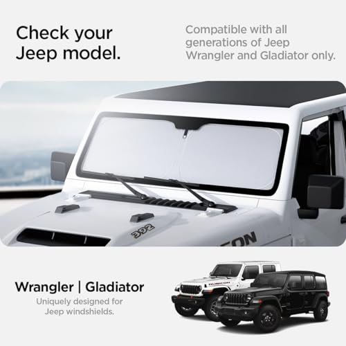 Spigen Triple-Coated CryoShade Front Windshield Sunshade (Reinforced Velcro Strap) Designed for Jeep Wrangler JL 2025-2018 & Gladiator 2025-2020 - size: Jeep Wrangler/Gladiator