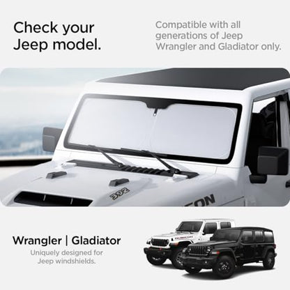 Spigen Triple-Coated CryoShade Front Windshield Sunshade (Reinforced Velcro Strap) Designed for Jeep Wrangler JL 2025-2018 & Gladiator 2025-2020 - size: Jeep Wrangler/Gladiator
