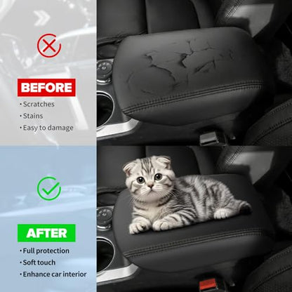 Center Console Armrest Cover Compatible with Ford Explorer 2011-2019 Accessories, Premium Leather Arm Rest Cover Pad, Car Middle Console Cover (Black) - size: 2011-2019 Ford Explorer