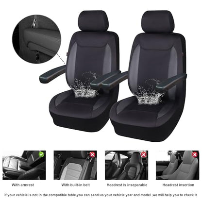 Flying Banner AquaShield Front car seat Covers Set Waterproof Water Resistant arm Rest Shoulder Seatbelt Compatible Truck Protectors Universal Non Slip (Black Neoprene, Front Pair) - color: Black Neoprene, size: Front Pair