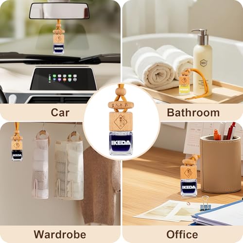 Ikeda Car Air Freshener, Hanging Essential Oil Diffuser For Automotive, 45+ days Long Lasting Fragrance, Includes: Dark Night and Coconut and New Car (10ml Pack of 3)