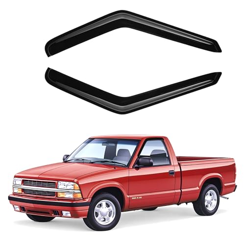 Canvcle Window Visors Rain Guards for 1994-2004 Chevrolet S10/GMC Sonoma Accessories, Outside-Mount Tape-On Side Window Wind Deflectors Vent Visors Shades Rainproof Black 2PCS - size: Chevrolet S10 1994-2004