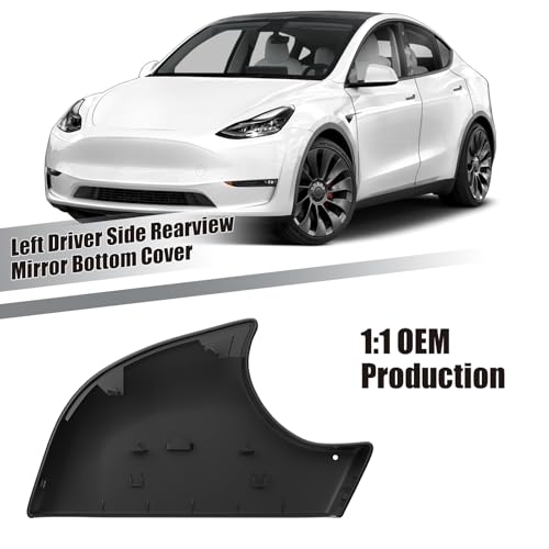 Tesla Model Y Mirror Bottom Cover, Left Driver Side Lower Rearview Mirror Trim Housing Cap Replacement for 2018-2025 Tesla Model Y Accessories, Black - size: Left