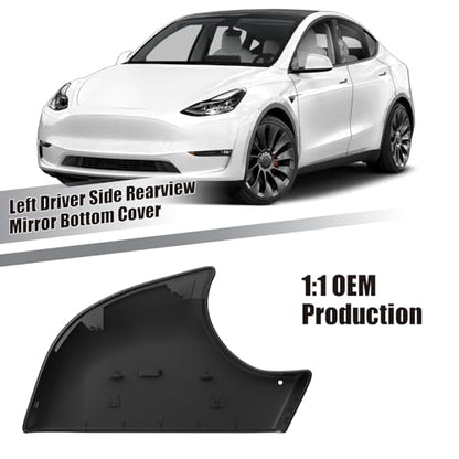 Tesla Model Y Mirror Bottom Cover, Left Driver Side Lower Rearview Mirror Trim Housing Cap Replacement for 2018-2025 Tesla Model Y Accessories, Black - size: Left