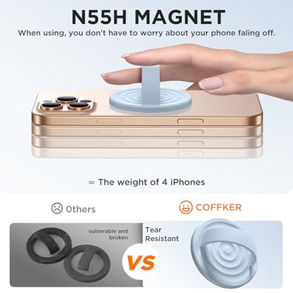 Magnetic Phone Grip Ring Holder, Liquid Silicone Magnet Cell Phone Grip Finger Loop, Compatible with Magsafe, Back of Phone for iPhone 17/16/15/14/13/12 Series, Baby Blue - color: Baby Blue