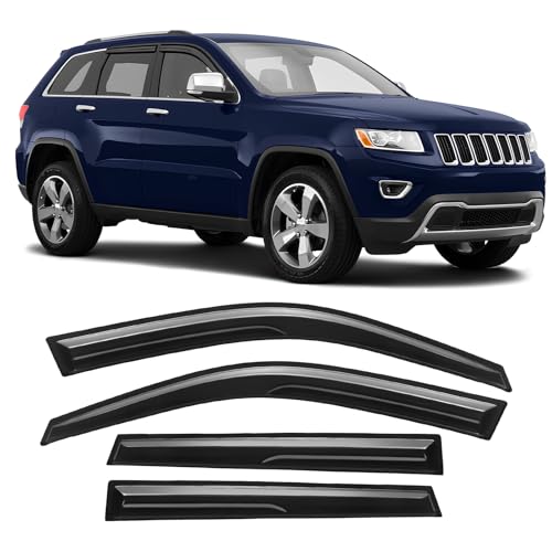 Rain Guards Fit for Jeep Grand Cherokee 2011 2012 2013 2014 2015 2016 2017 2018 2019 2020 2021, Tape-On Side Window Deflector Durable 2011-2021 Grand Cherokee Rain Guard Black 4 PCS - size: Fit for Jeep Grand Cherokee 2011-2021
