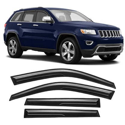 Rain Guards Fit for Jeep Grand Cherokee 2011 2012 2013 2014 2015 2016 2017 2018 2019 2020 2021, Tape-On Side Window Deflector Durable 2011-2021 Grand Cherokee Rain Guard Black 4 PCS - size: Fit for Jeep Grand Cherokee 2011-2021