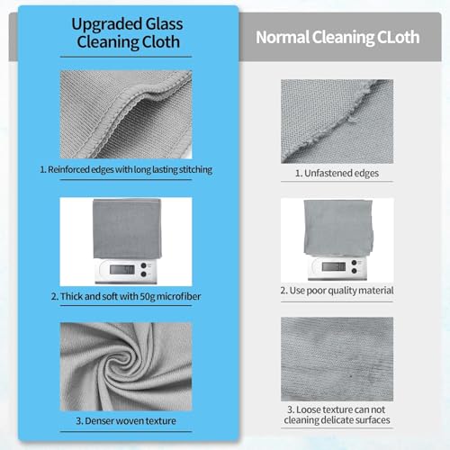Microfiber Cleaning Cloth - 6 Pack Glasses Cleaning Cloth, 16" x 14" Window Cleaning Rags, Streak Free Lint Free Polishing Cloths Wipes for Eye Glass, Stainless Steel, Windshield, Grey - color: Grey, size: 6 Pk-16" X 14"