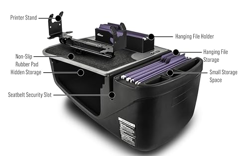 AutoExec AE-FMEF-PS-GT Efficiency FileMaster Car Desk for Your Vehicle Workstation and Mobile Office, with Printer Stand - color: Grey, style: Desk, Printer Stand