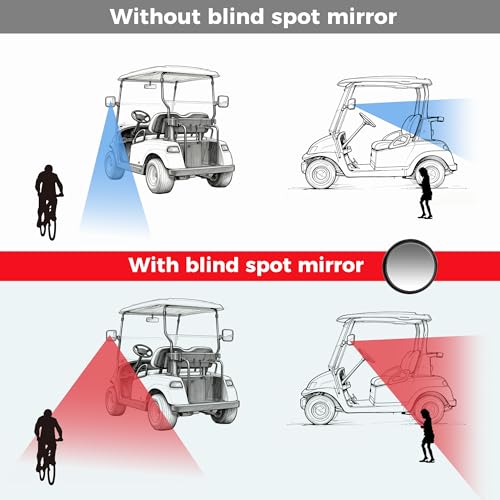 10L0L Golf Cart Mirror Universal for Yamaha, Club Car, EZGO, No Drilling Extra Large Side Rear View with Blind Spot Mirror Folding Adjustable 180 Degree - style: with Blind Spot Mirror