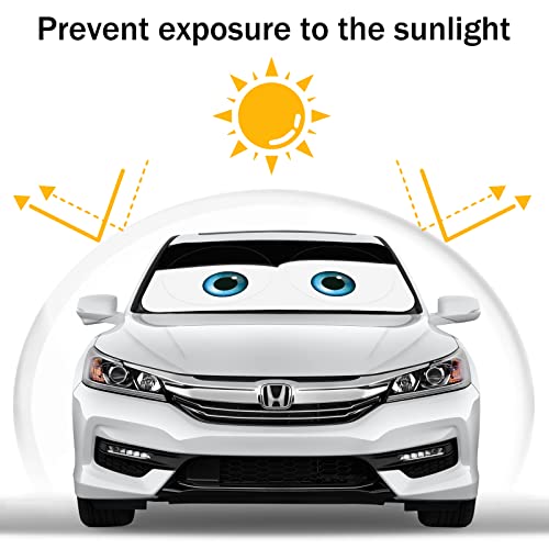 eygeufg Windshield Shade, Car Sun Shade for Front Windshield（Eyes-Black，Large） - color: Cool Black Eyes, size: Medium