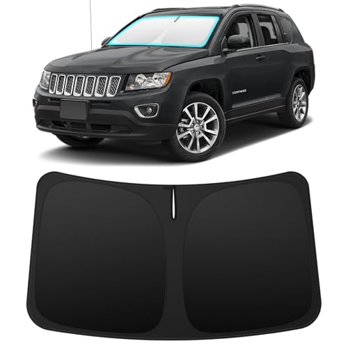 INSAUTO Custom Fit Windshield Sun Shade Accessories for Jeep Compass 2007-2016, Foldable Front Window Sunshade, UV & Heat Reflector, Keeps Interior Cool, Includes Storage Bag - size: for 2007-2016 Jeep Compass