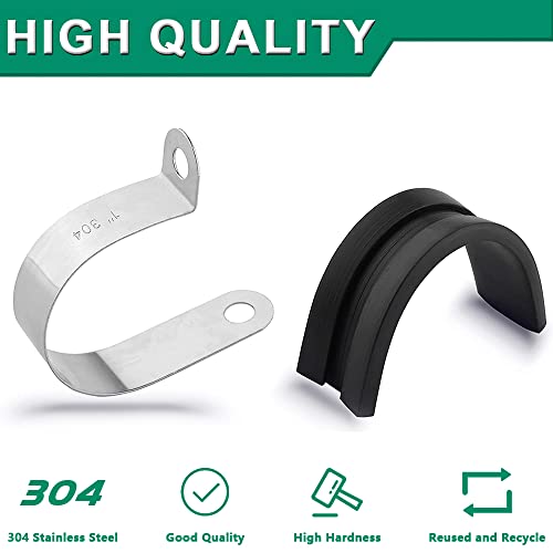 OURU 110PCS Cable Clamps Assortment Kit,10 Sizes—1/4" 5/16" 3/8" 1/2" 5/8" 3/4" 1" 1-1/4" 1-1/2" 1-3/4" Stainless Steel Rubber Coated Cushioned Insulated Cable Clamp,Automotive Wire Pipe Clamps - size: 110PCS KIT