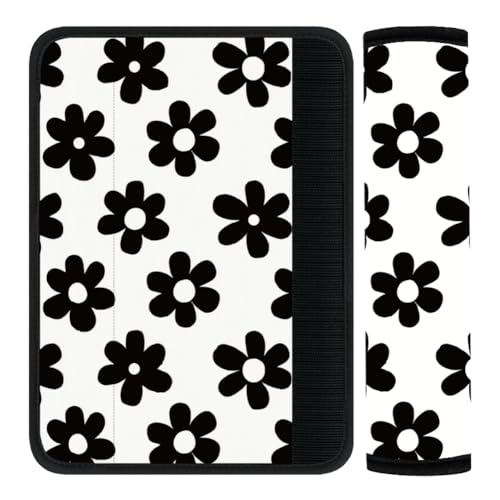 2Pcs Seat Belt Cover Pad 11 Inch Long Seat Belt Cushion Soft Comfort Strap Pad Auto Accessory Decoration for Car Truck SUV Bag Backpack Black Daisy - color: Black Daisy