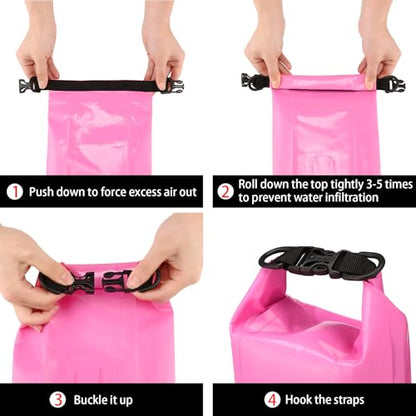 Boat First Aid Kit Waterproof, WELL-STRONG Marine Emergency Kit with Roll Top Dry Bag for Boating Fishing Kayaking – Water-Resistant Contents for Camping & Beach（Pink） - color: Ws011-pink