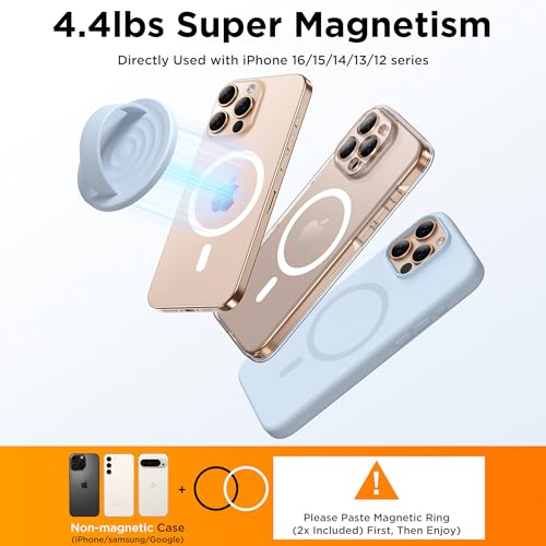 Magnetic Phone Grip Ring Holder, Liquid Silicone Magnet Cell Phone Grip Finger Loop, Compatible with Magsafe, Back of Phone for iPhone 17/16/15/14/13/12 Series, Baby Blue - color: Baby Blue