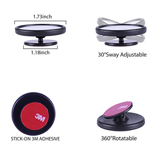 LivTee Black Framed Round Blind Spot Mirror, HD Glass and Wide Angle Rearview Mirror with Adjustable Stick for Universal Car (2 pcs) - size: Round